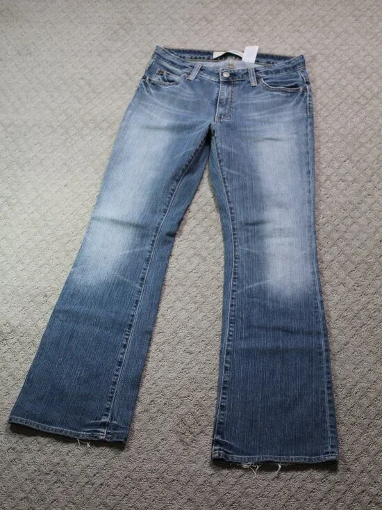 Vintage 90s GAP Jeans Womens 4 Blue Flare Leg Denim Made in USA Fades Fray - Picture 1 of 7